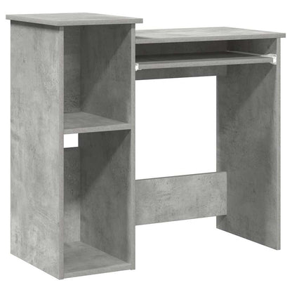 Concrete Grey Engineered Wood Desk with Shelves, 84x40x78 cm