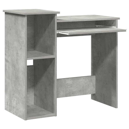 Concrete Grey Engineered Wood Desk with Shelves, 84x40x78 cm