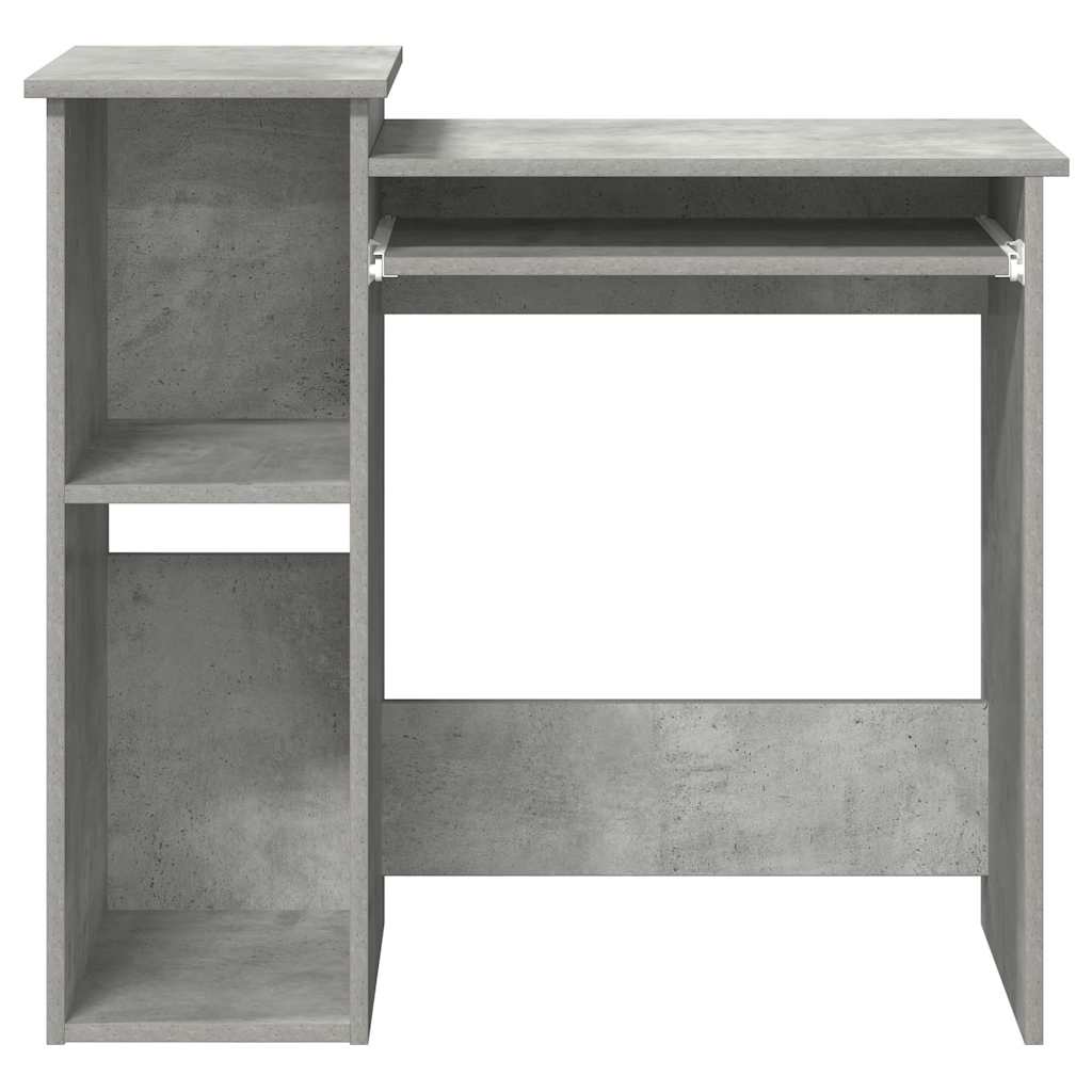 Concrete Grey Engineered Wood Desk with Shelves, 84x40x78 cm