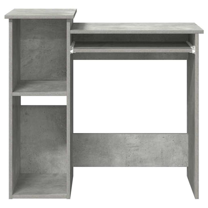 Concrete Grey Engineered Wood Desk with Shelves, 84x40x78 cm