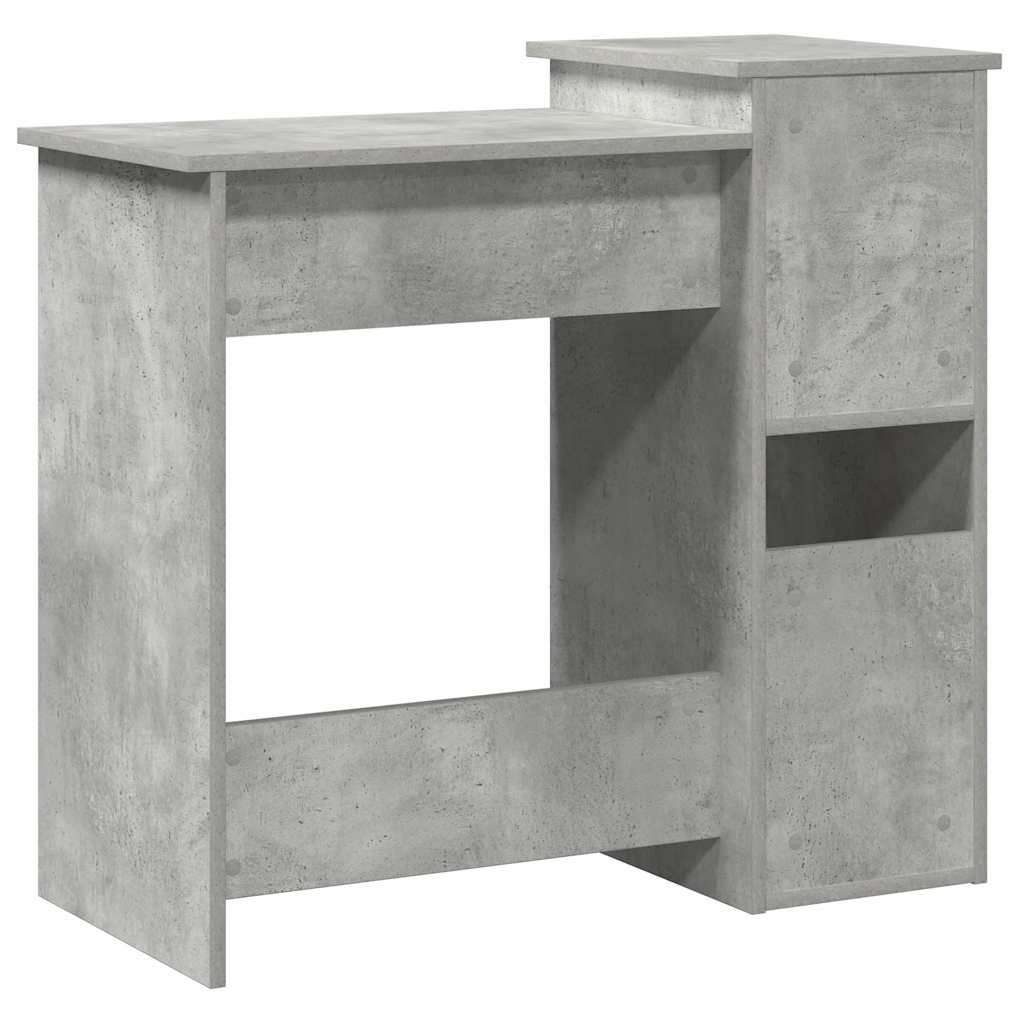 Concrete Grey Engineered Wood Desk with Shelves, 84x40x78 cm