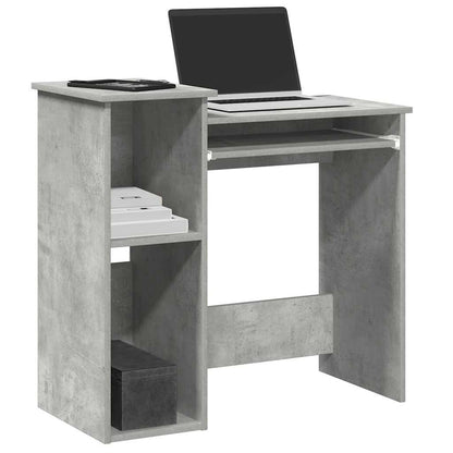 Concrete Grey Engineered Wood Desk with Shelves, 84x40x78 cm