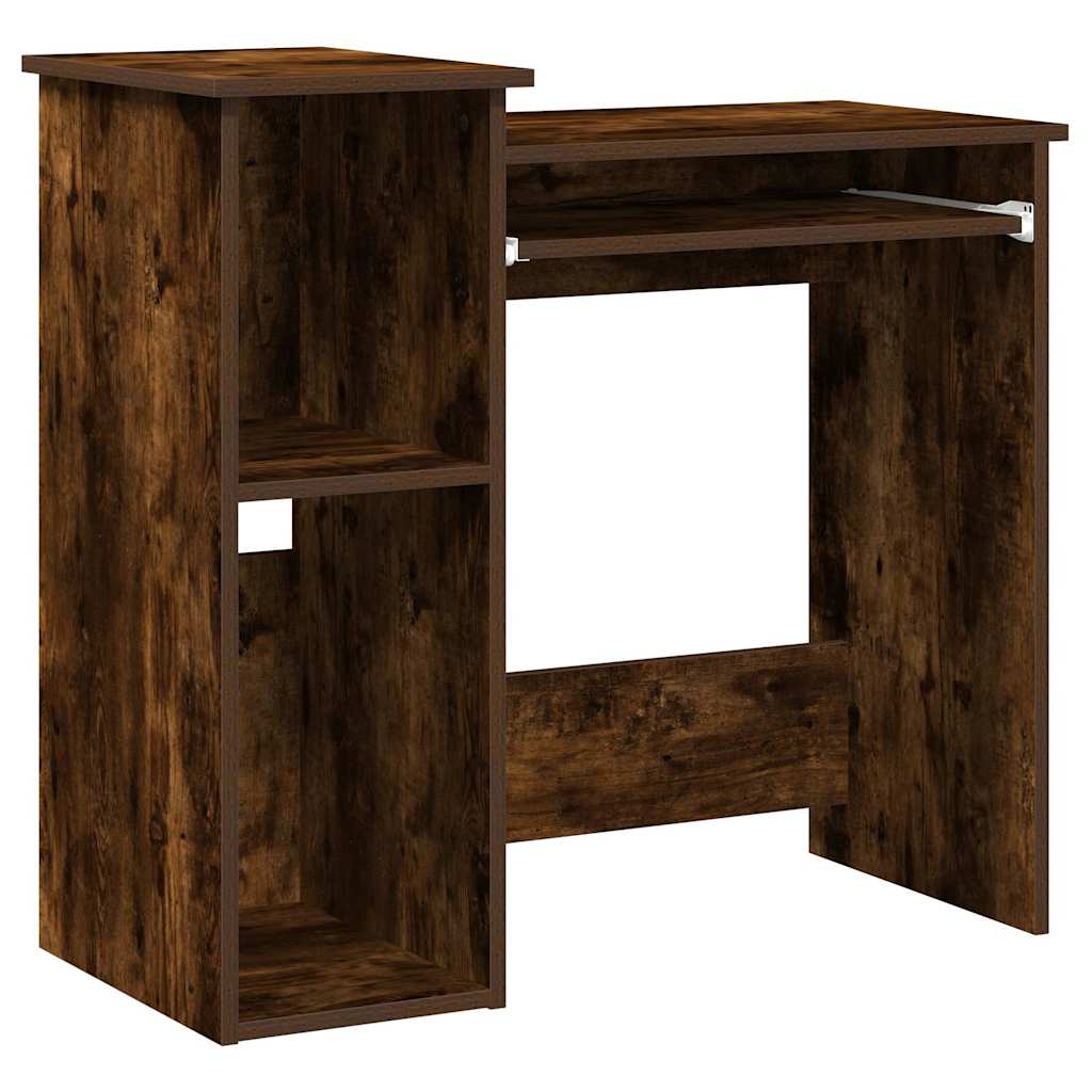 Smoked Oak Desk with Shelves - 84x40x78 cm Engineered Wood