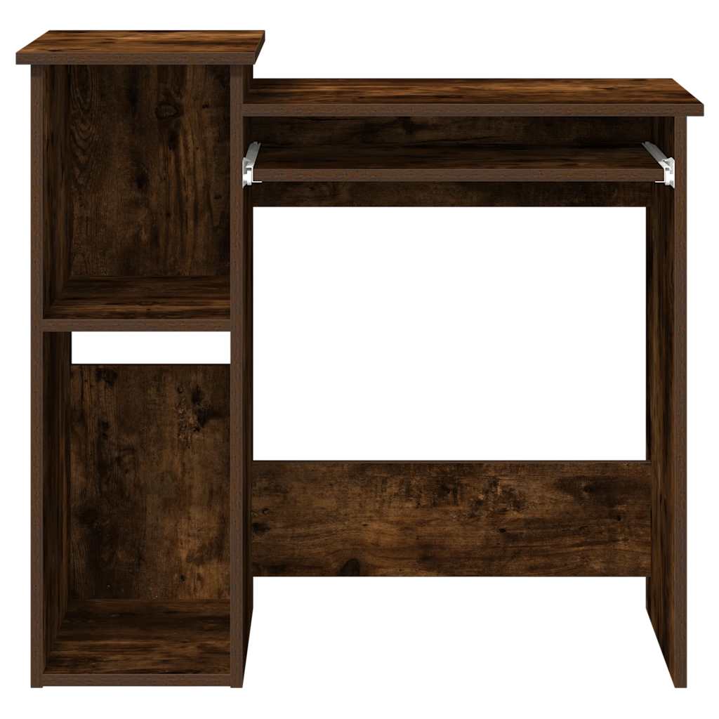 Smoked Oak Desk with Shelves - 84x40x78 cm Engineered Wood