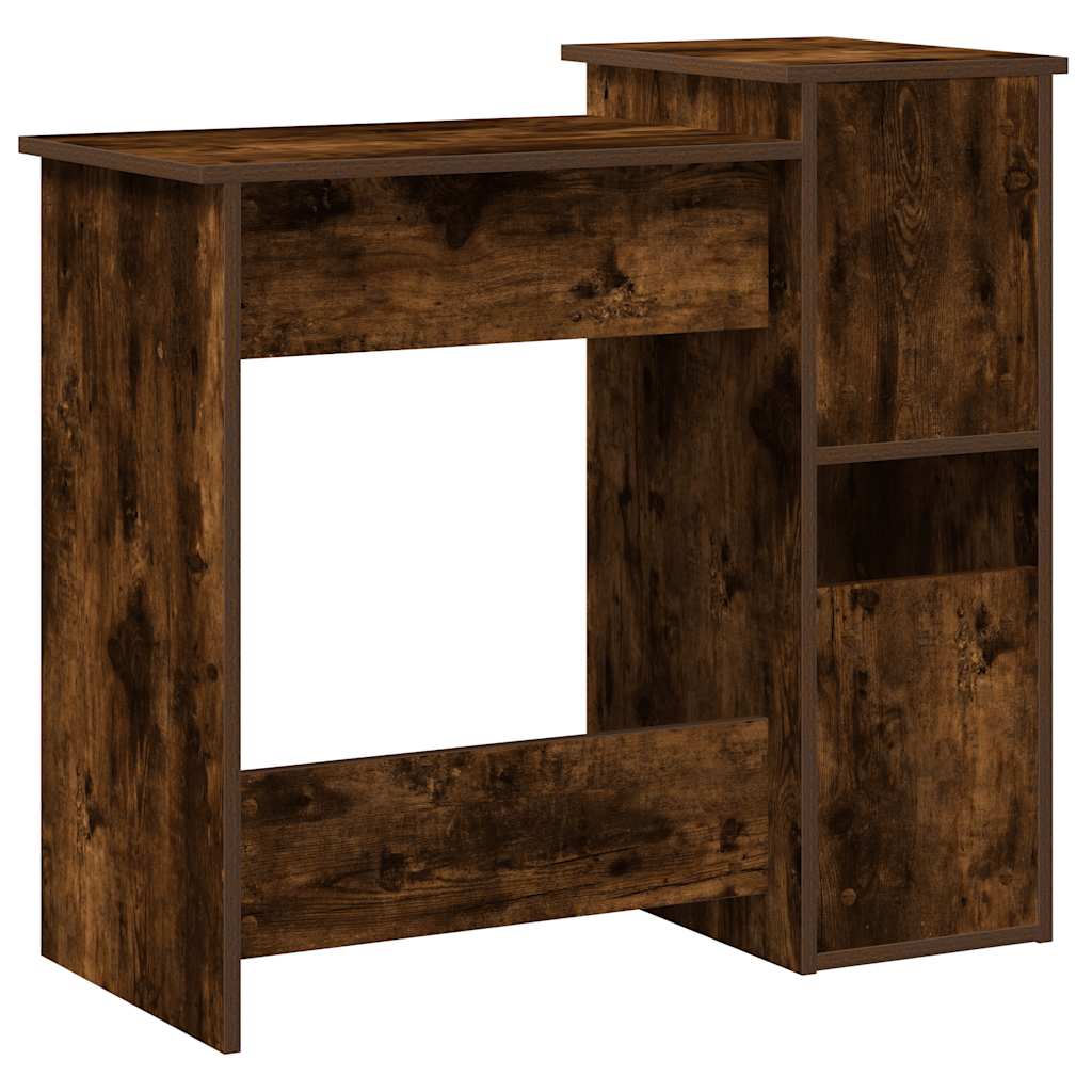 Smoked Oak Desk with Shelves - 84x40x78 cm Engineered Wood
