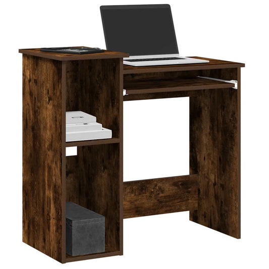 Smoked Oak Desk with Shelves - 84x40x78 cm Engineered Wood