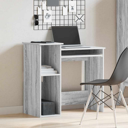 Grey Sonoma Engineered Wood Desk with Shelves - 84x40x78 cm