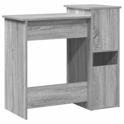 Grey Sonoma Engineered Wood Desk with Shelves - 84x40x78 cm