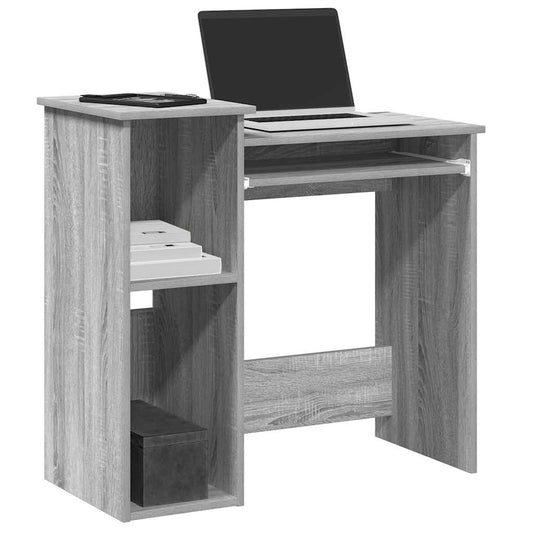 Grey Sonoma Engineered Wood Desk with Shelves - 84x40x78 cm