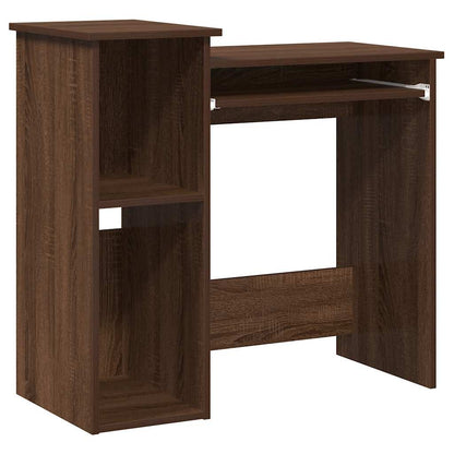 Brown Oak Engineered Wood Desk with Shelves - 84x40x78 cm