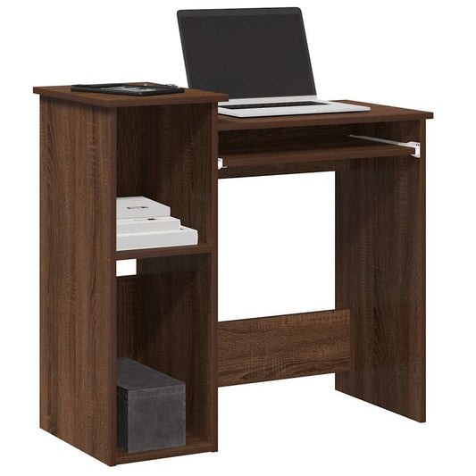 Brown Oak Engineered Wood Desk with Shelves - 84x40x78 cm