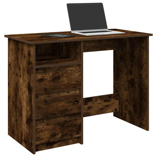 Smoked Oak Desk 102x50x75 cm - Engineered Wood Elegance