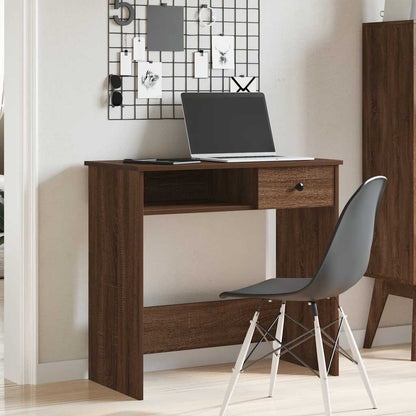 Compact Brown Oak Desk 80x40x75 cm – Engineered Wood Elegance