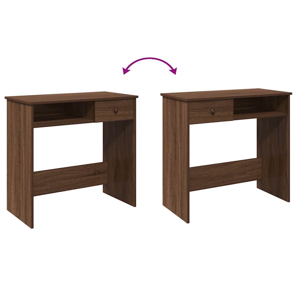 Compact Brown Oak Desk 80x40x75 cm – Engineered Wood Elegance