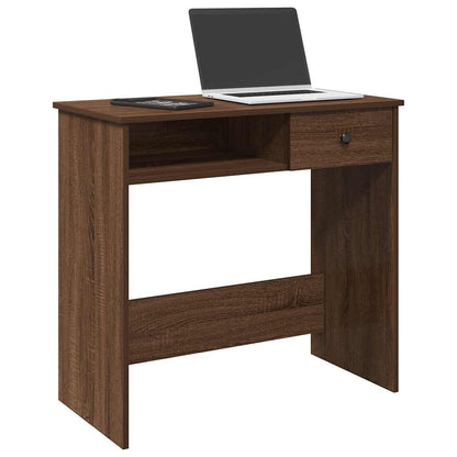 Compact Brown Oak Desk 80x40x75 cm – Engineered Wood Elegance