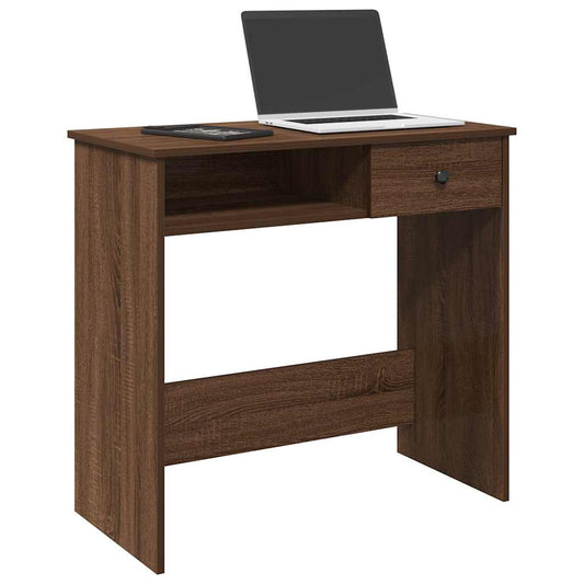 Compact Brown Oak Desk 80x40x75 cm – Engineered Wood Elegance