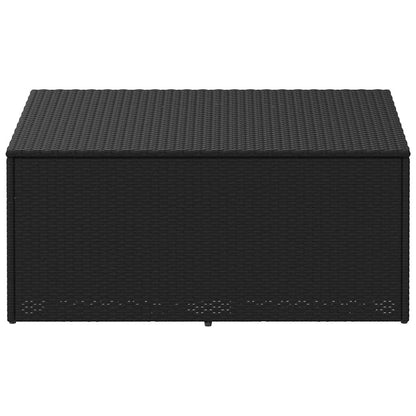Black Poly Rattan Garden Storage Box 110x50x58 cm