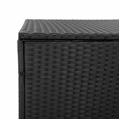 Black Poly Rattan Garden Storage Box 110x50x58 cm