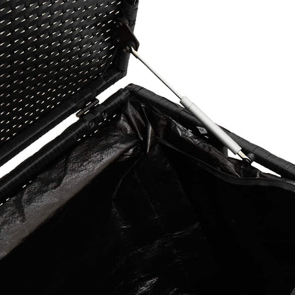 Black Poly Rattan Garden Storage Box 110x50x58 cm