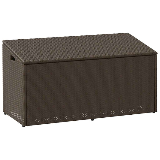 Brown Poly Rattan Garden Storage Box 110x50x58 cm