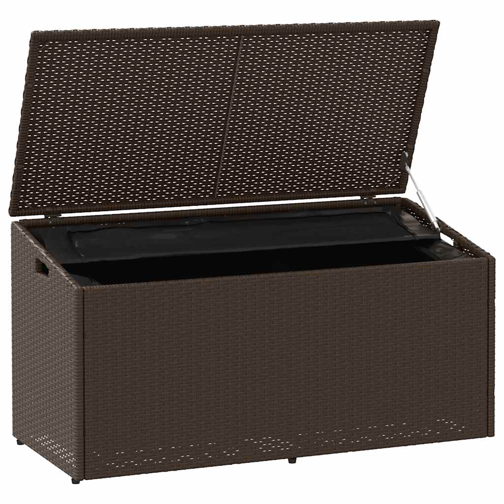 Brown Poly Rattan Garden Storage Box 110x50x58 cm