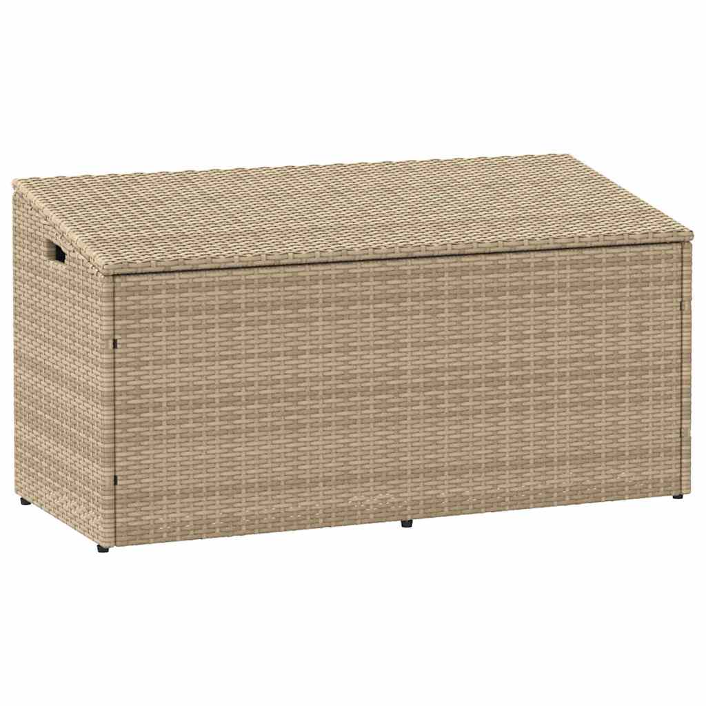 Beige Poly Rattan Garden Storage Box - 110x50x58 cm