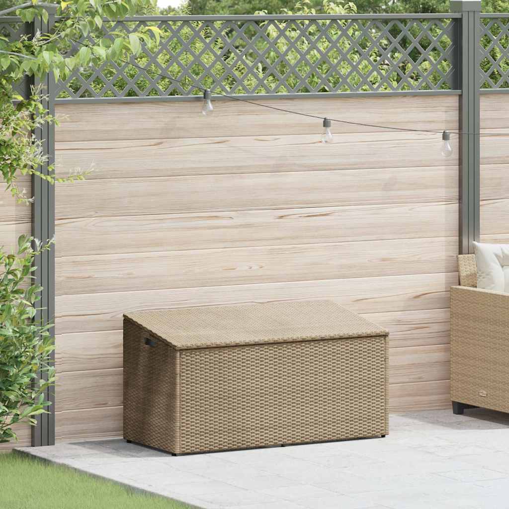 Beige Poly Rattan Garden Storage Box - 110x50x58 cm