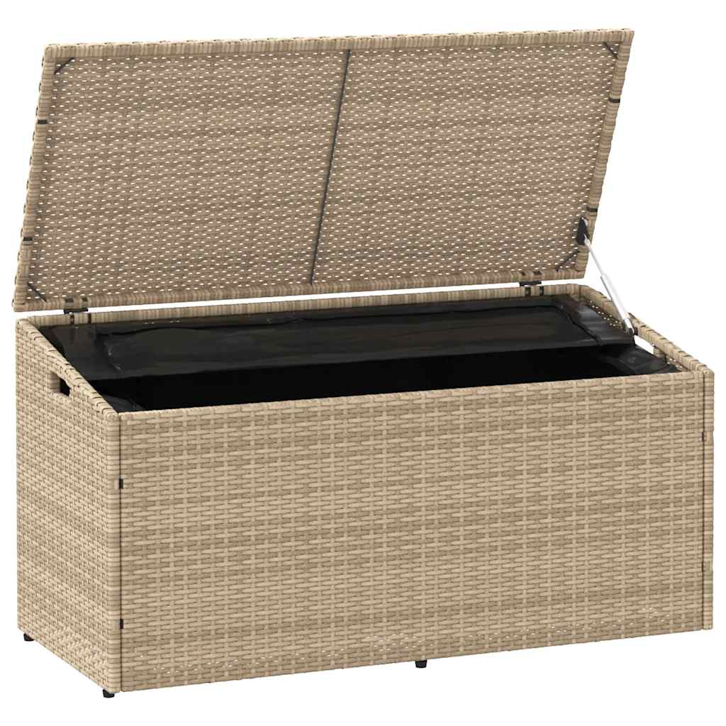 Beige Poly Rattan Garden Storage Box - 110x50x58 cm