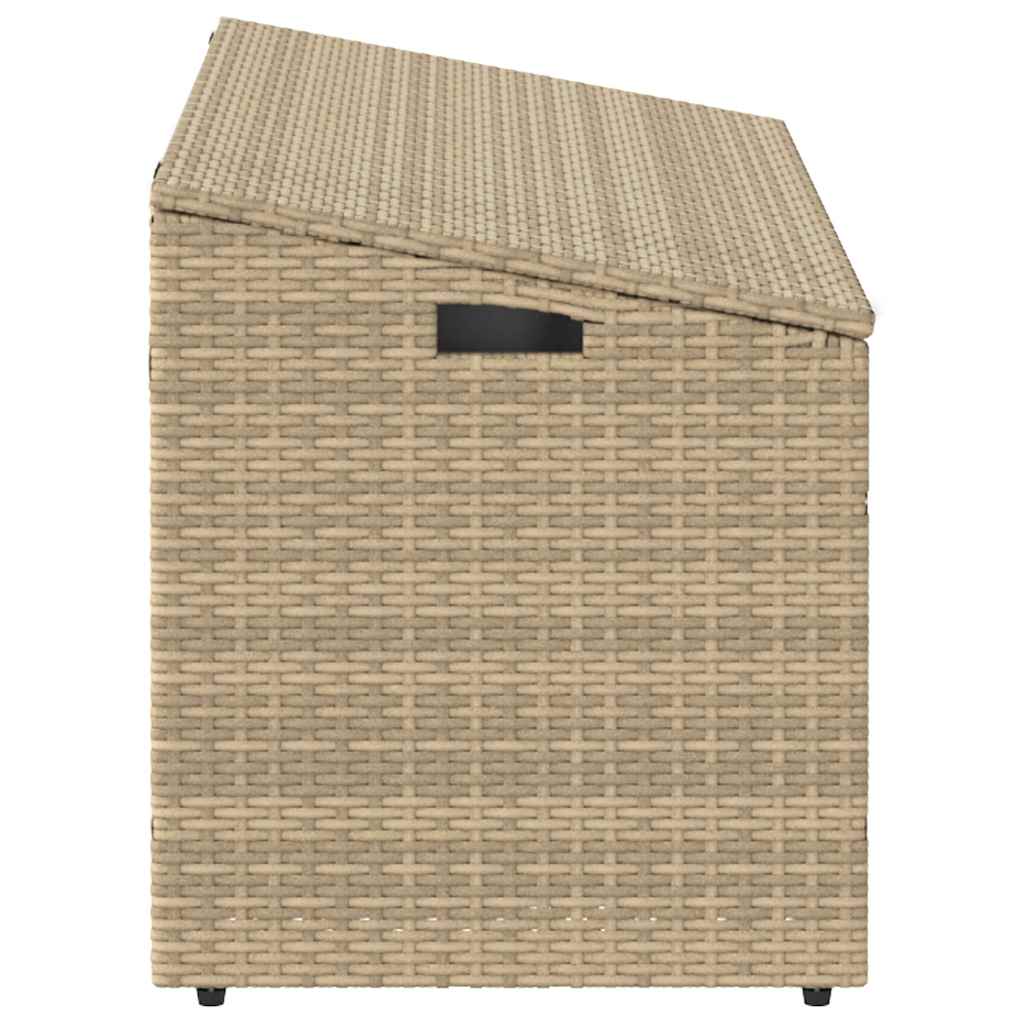 Beige Poly Rattan Garden Storage Box - 110x50x58 cm
