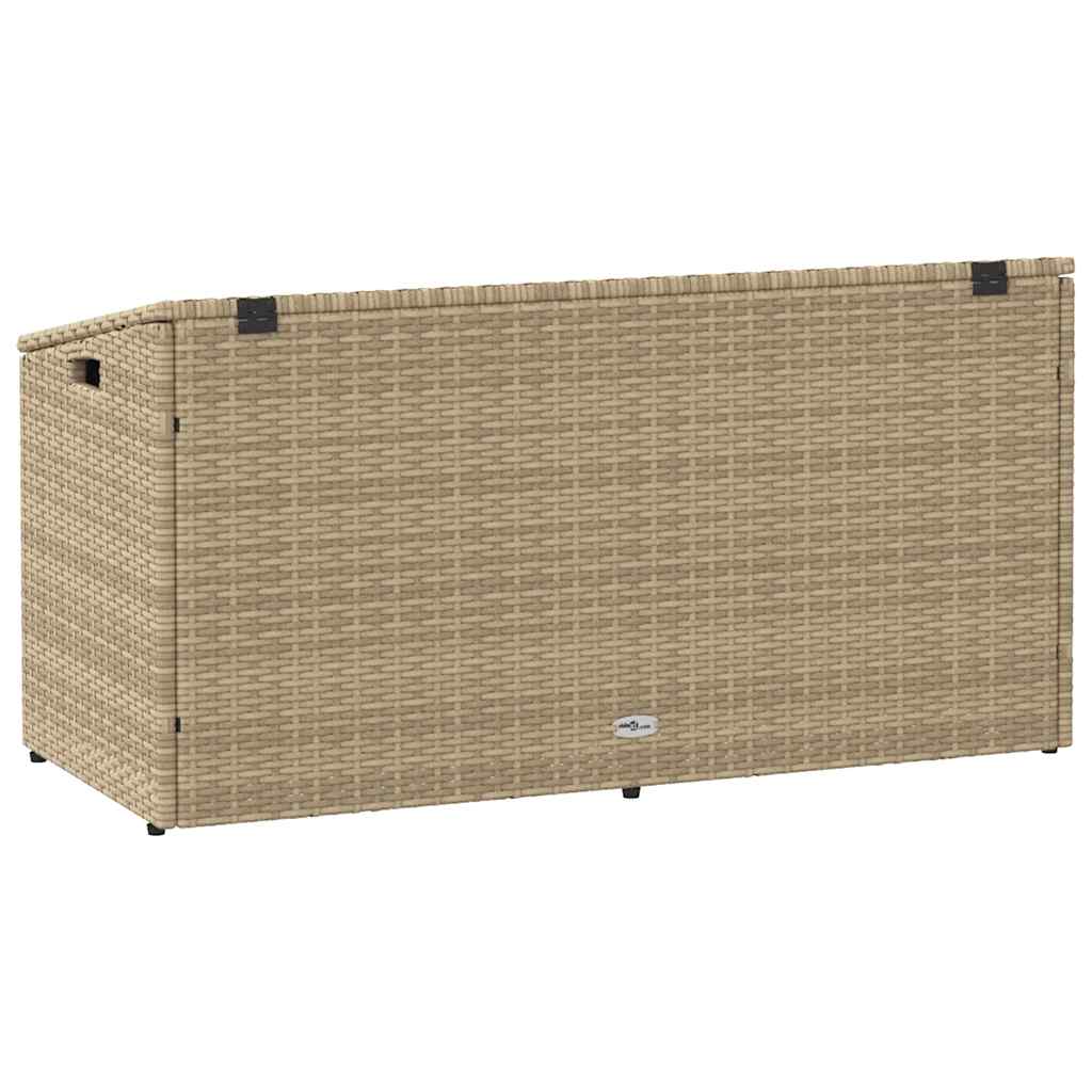 Beige Poly Rattan Garden Storage Box - 110x50x58 cm
