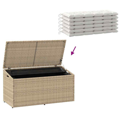 Beige Poly Rattan Garden Storage Box - 110x50x58 cm