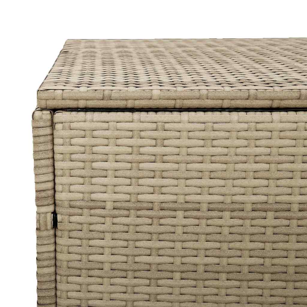 Beige Poly Rattan Garden Storage Box - 110x50x58 cm