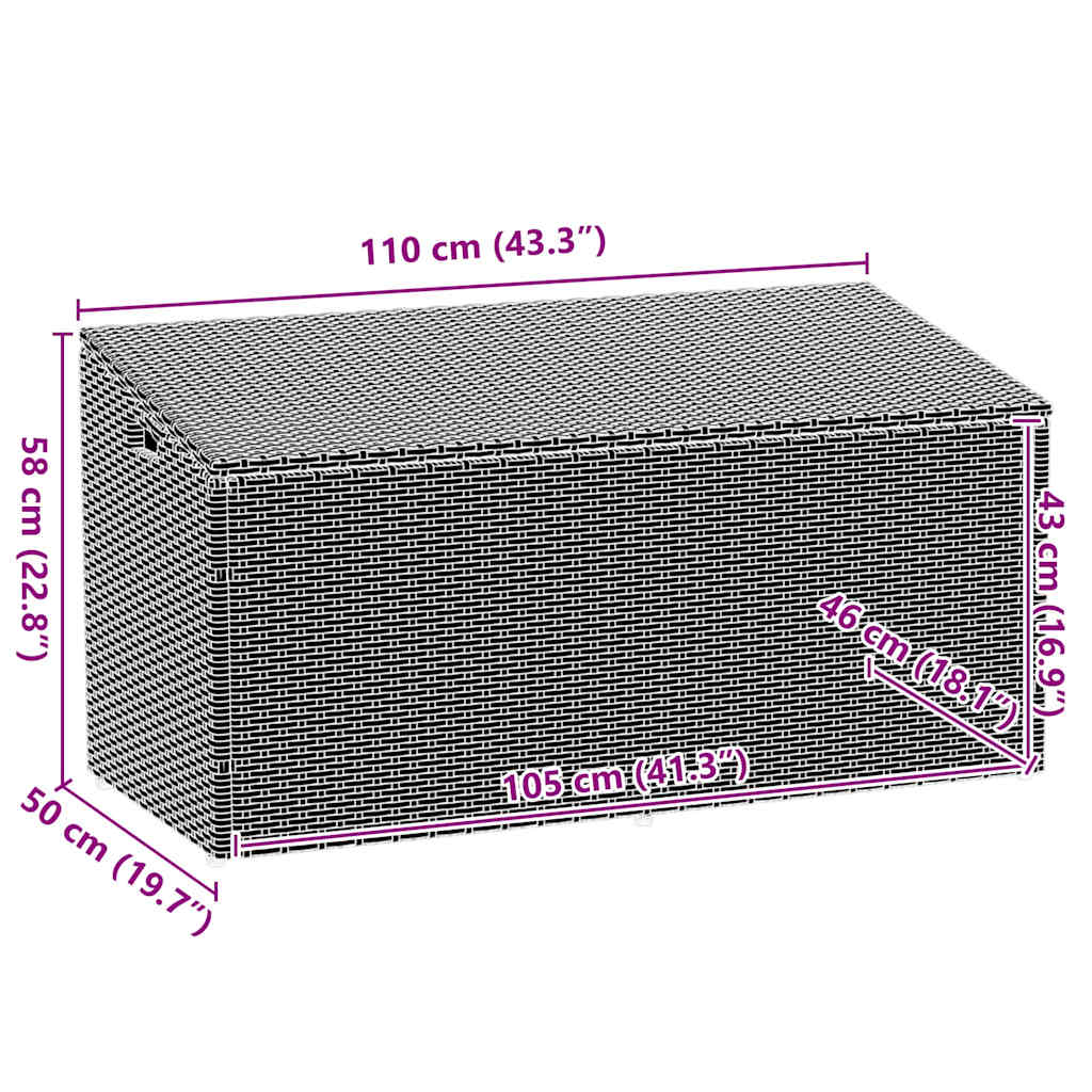 Beige Poly Rattan Garden Storage Box - 110x50x58 cm
