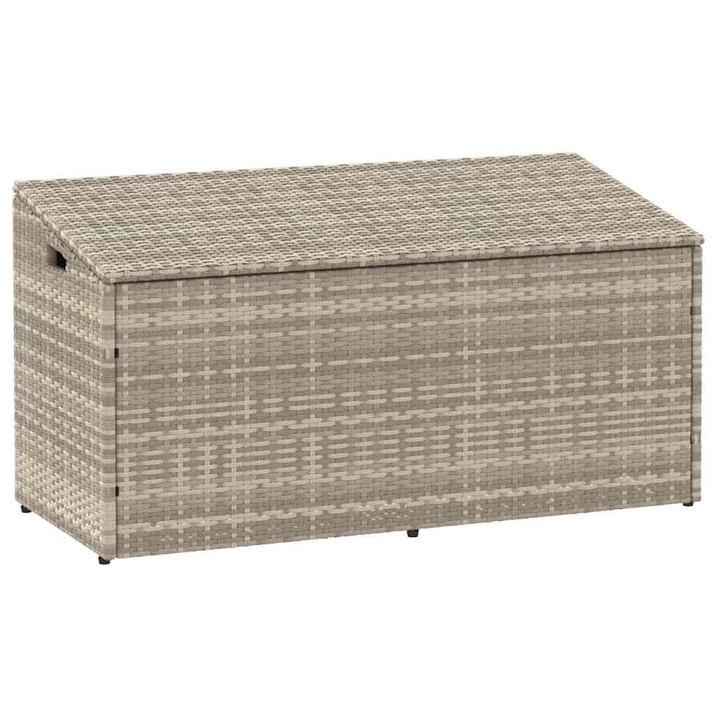 Poly Rattan Garden Storage Box, Light Grey, 110x50x58 cm