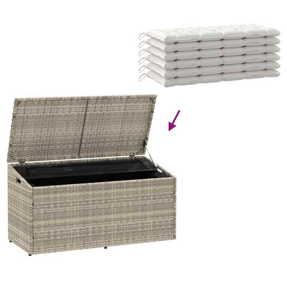 Poly Rattan Garden Storage Box, Light Grey, 110x50x58 cm