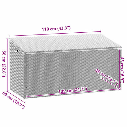 Poly Rattan Garden Storage Box, Light Grey, 110x50x58 cm