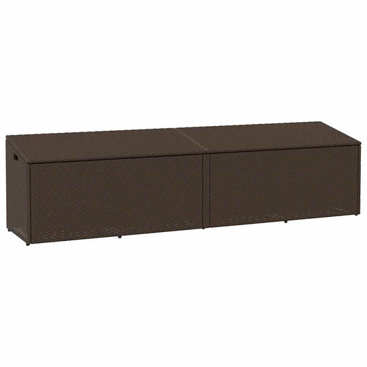 Brown Poly Rattan Garden Storage Box 220x50x58 cm