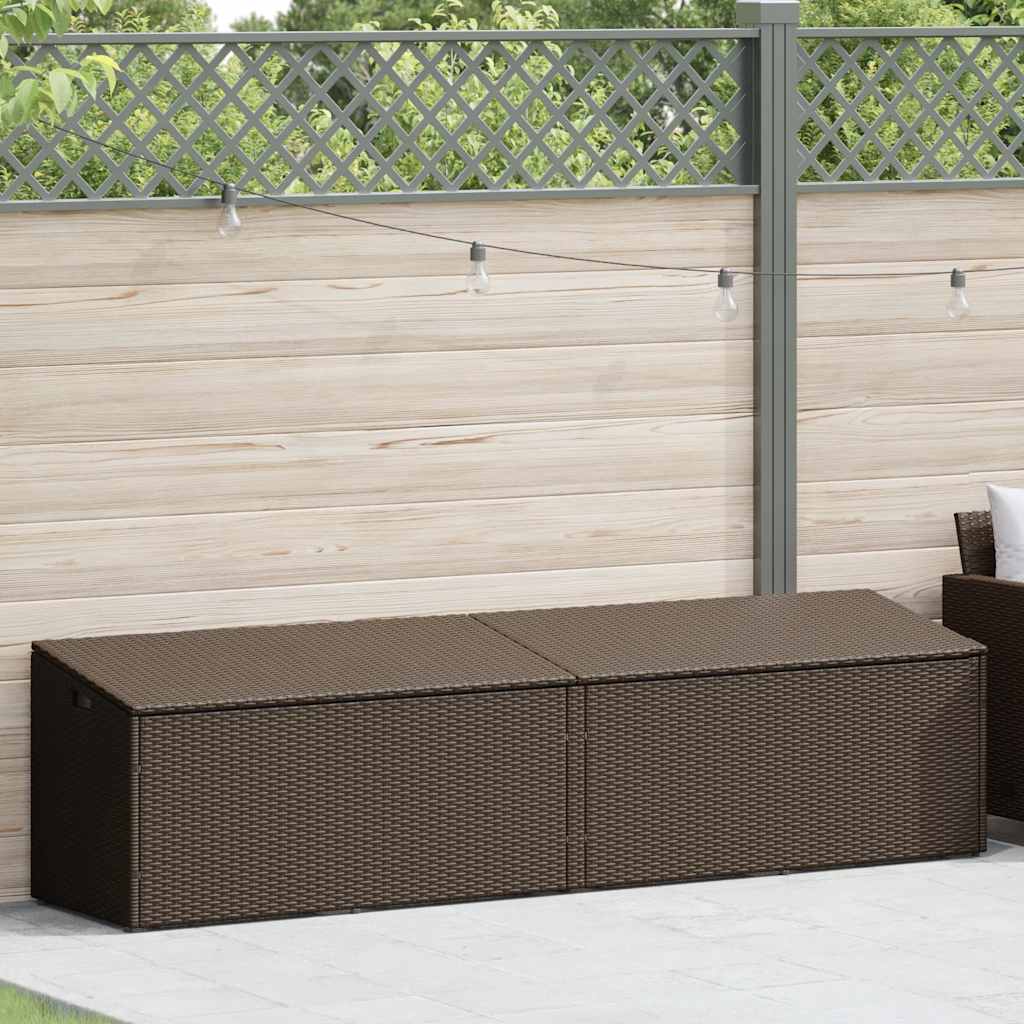 Brown Poly Rattan Garden Storage Box 220x50x58 cm