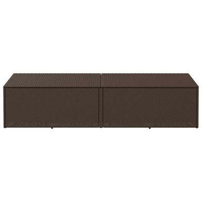 Brown Poly Rattan Garden Storage Box 220x50x58 cm