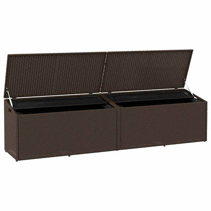 Brown Poly Rattan Garden Storage Box 220x50x58 cm