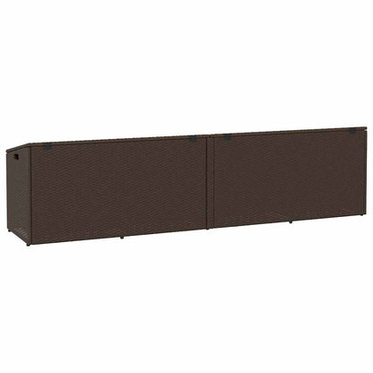 Brown Poly Rattan Garden Storage Box 220x50x58 cm