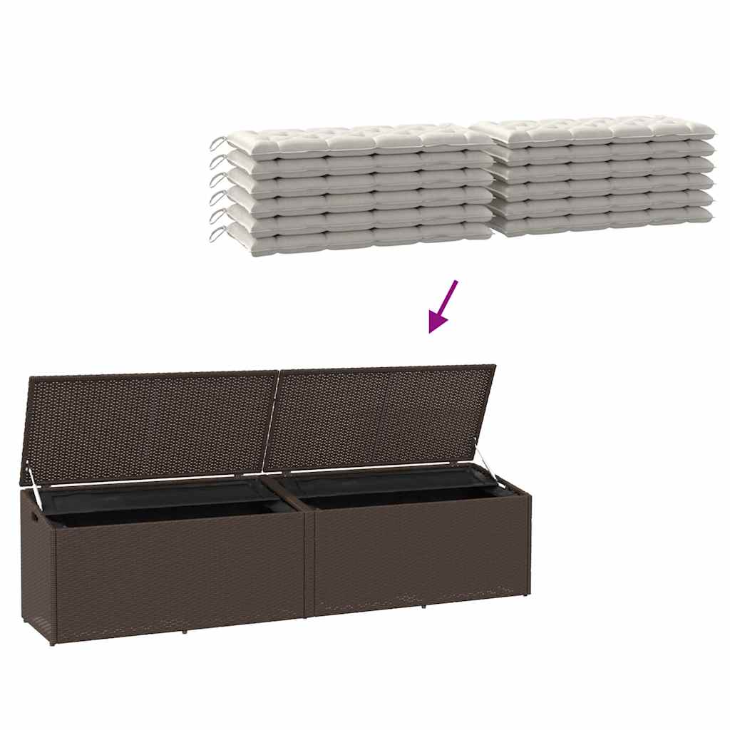 Brown Poly Rattan Garden Storage Box 220x50x58 cm