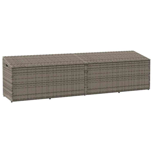 Grey Poly Rattan Garden Storage Box 220x50x58 cm