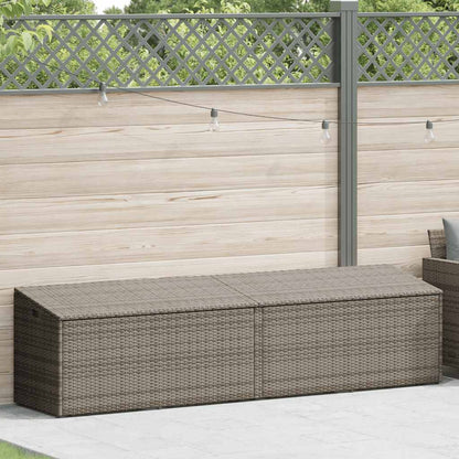 Grey Poly Rattan Garden Storage Box 220x50x58 cm