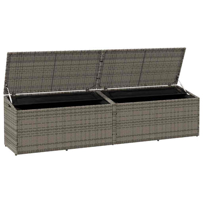 Grey Poly Rattan Garden Storage Box 220x50x58 cm