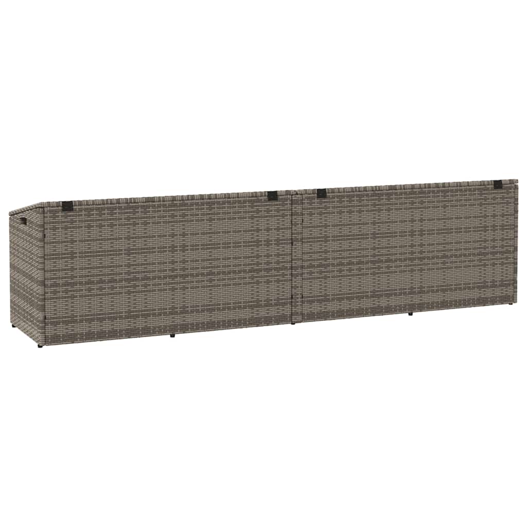 Grey Poly Rattan Garden Storage Box 220x50x58 cm