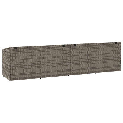 Grey Poly Rattan Garden Storage Box 220x50x58 cm