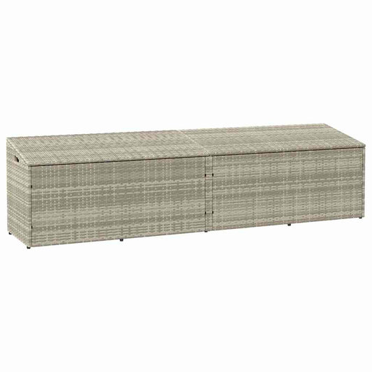 Light Grey Poly Rattan Garden Storage Box 220x50x58 cm