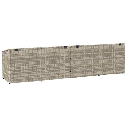 Light Grey Poly Rattan Garden Storage Box 220x50x58 cm