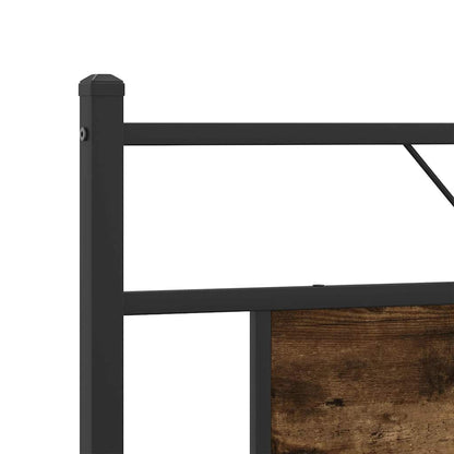 Smoked Oak Metal Bed Frame 160x200 cm - Mattress Not Included